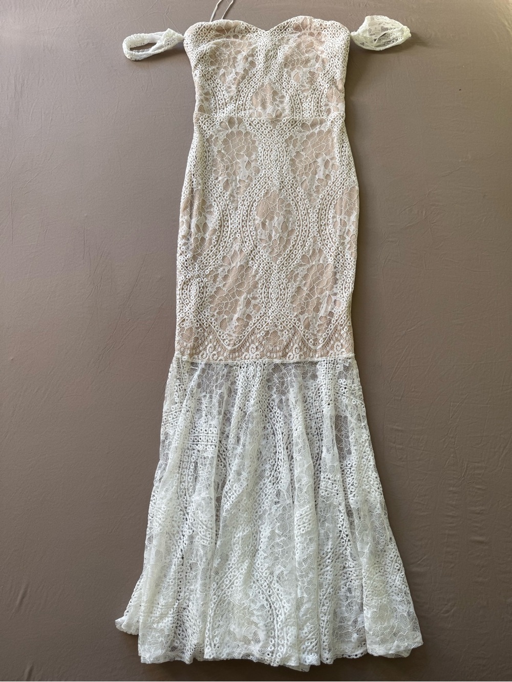I Saw It First Lace Off The Shoulder Mermaid Tail Maxi Dress